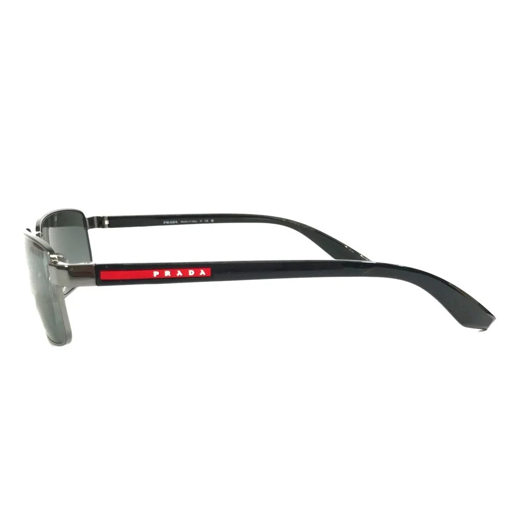 Prada Sunglasses SPSB54 5AV-41A Gunmetal Black Rectangle Frames with Gray Lenses